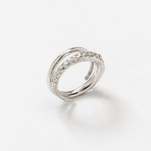Anello artigianale in argento, anelli artigianali a Milano, idee regalo artigianali, anello regolabile in argento, Anello octopus, anello tentacolo, anelli senza pietre