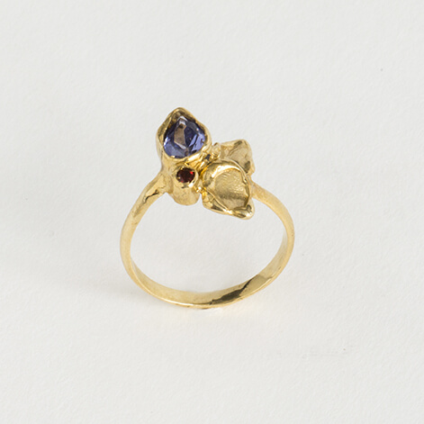 Anello in bronzo con pietra Zircone Tanzanite blu viola e Granato, anello con pietra, anello naturale, anello per lei, anello artigianale, gioielli artigianali a Milano