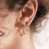 orecchini a cerchio piccoli, orecchini artigianali in bronzo giallo, orecchini artigianali Milano, orecchini con foglie, orecchini a cerchio grandi