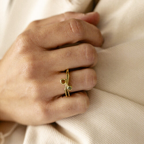 Anello Alga con due pietre